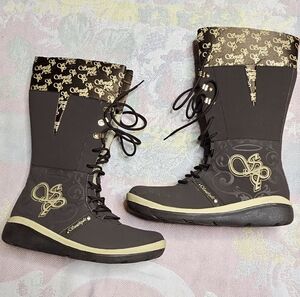 South Pole Tall Lace Up Winter Boots Brown Graphic Streetwear Size 10